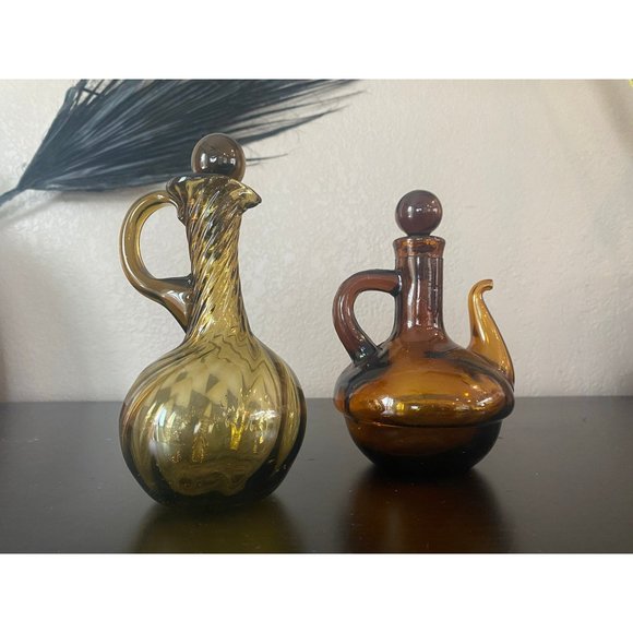 Vintage Cruet Set Handblown, Made in Spain, Oil - Picture 6 of 9